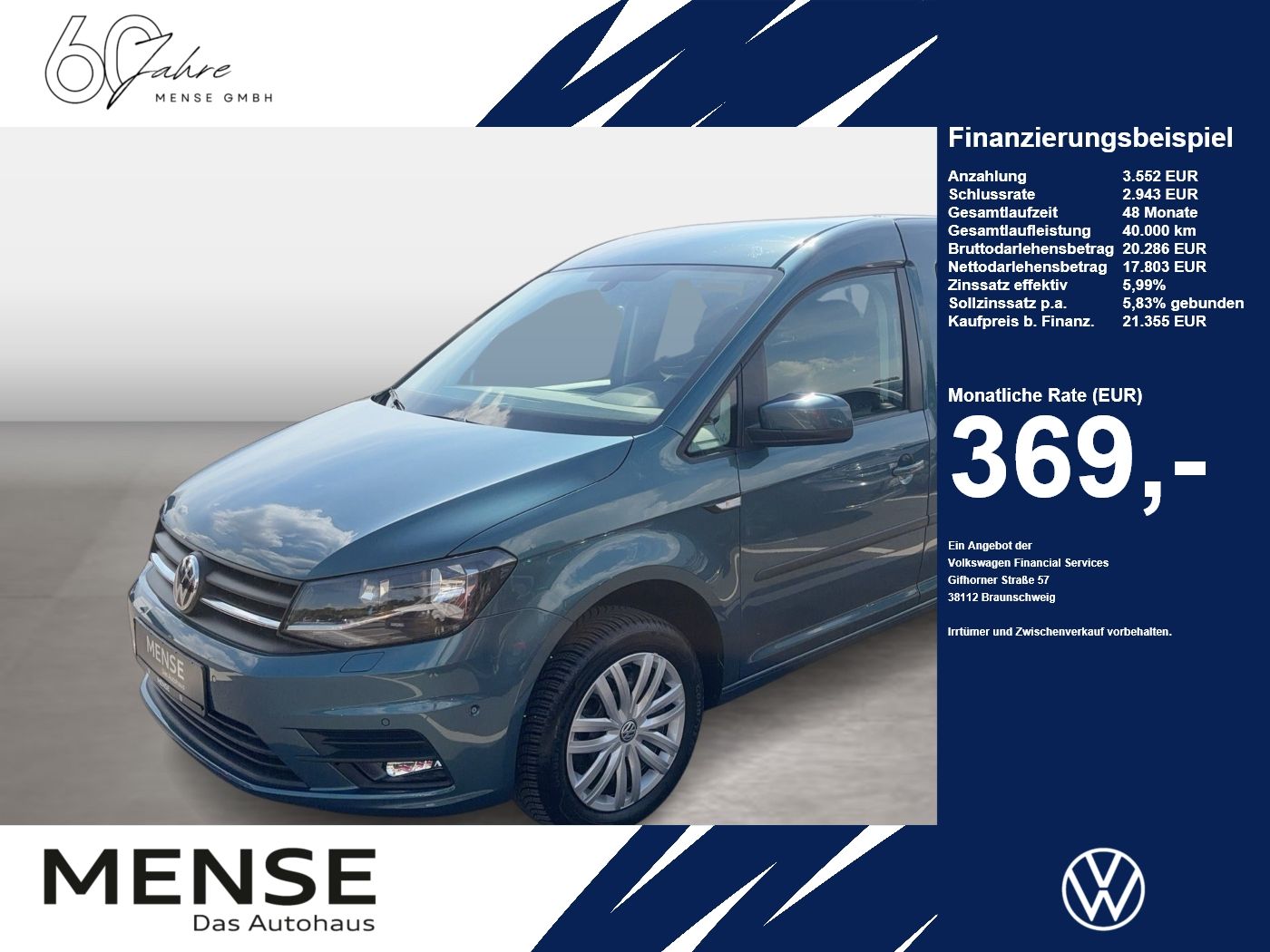Fahrzeuge PKW autohaus mense Volkswagen Caddy Maxi Trendline 1.4 TSI 92kW AHK ACC PDC - mit KI generiert/bearbeitet