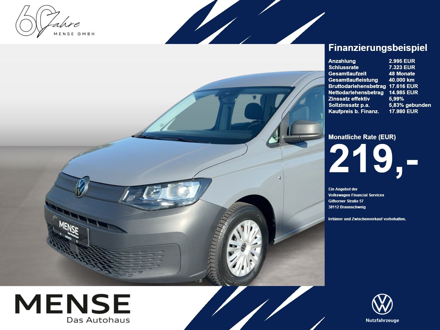 Fahrzeugabbildung Volkswagen Caddy Kombi TDI 75KW LaneAss - mit KI generiert/bearbeitet