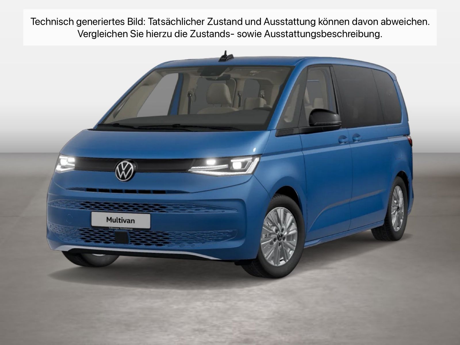 Fahrzeugabbildung Volkswagen Multivan T7 1.4 l eHybrid OPF / 85 kW (116 PS) I - mit KI generiert/bearbeitet