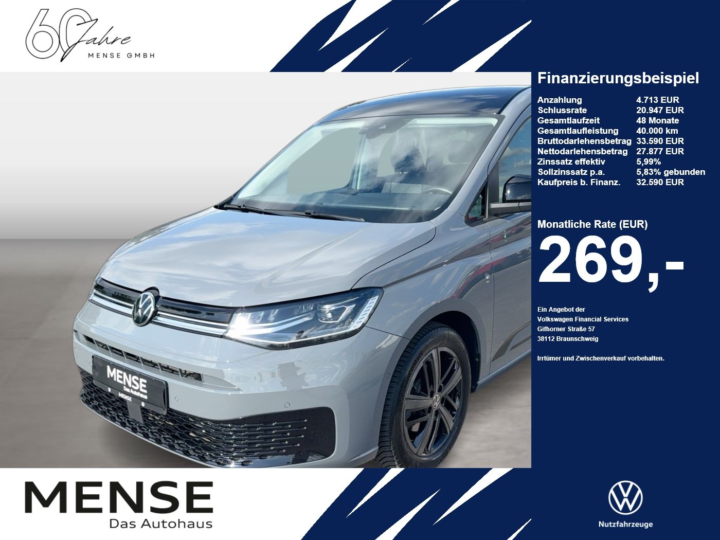Fahrzeugabbildung Volkswagen Caddy Life Caddy KO  Life 85 TSI AG7 CarPlay ACC - mit KI generiert/bearbeitet
