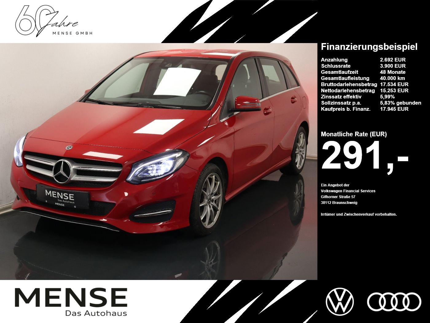 Fahrzeug autohaus mense Fahrzeugabbildung Mercedes-Benz B 250 Style Automatik LED|Navi|Facelift|Fernlich - mit KI generiert/bearbeitet