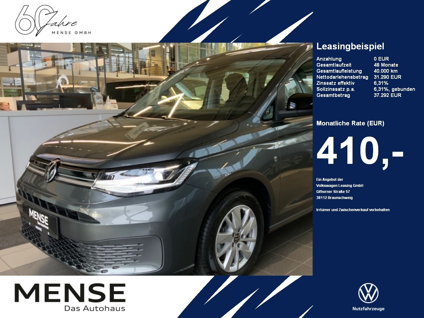 Volkswagen Caddy Life 5-Sitzer 2.0 TDI 90 kW Klima PDC