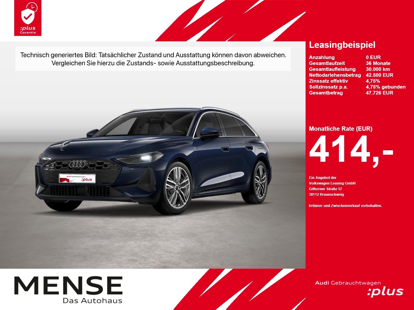 Fahrzeugabbildung Audi A5 Avant e-hybrid quattro 220 kW S tronic ACC LM - mit KI generiert/bearbeitet