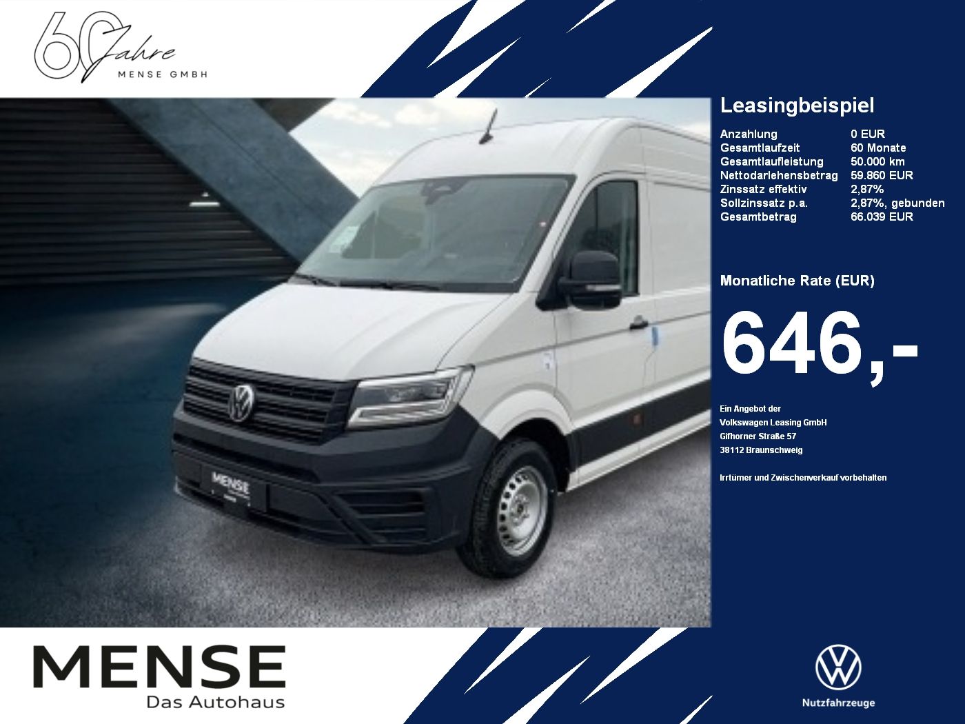 Volkswagen NFZ Crafter 35 Kasten HD Motor: 2.0 l TDI EU6-EA