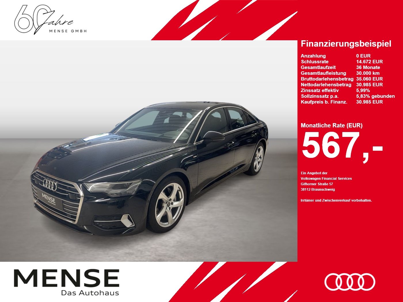 Fahrzeugabbildung Audi A6 Limousine 50 TDI quattro tiptronic S line Spo - mit KI generiert/bearbeitet