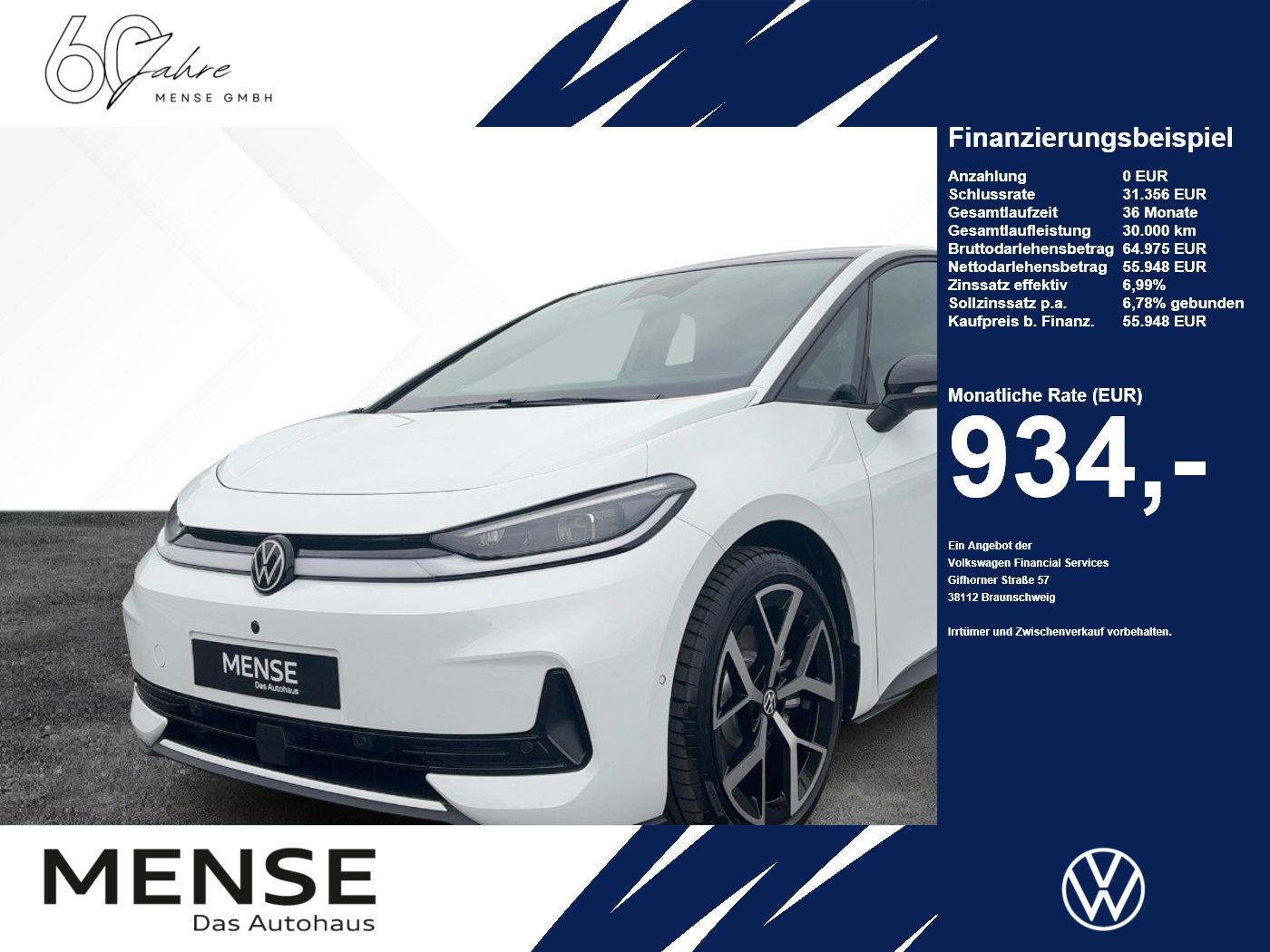 Fahrzeug autohaus mense Fahrzeugabbildung Volkswagen ID.3 Neo Style 79 kWh 1-Gang-Automatik IQ.Light - mit KI generiert/bearbeitet