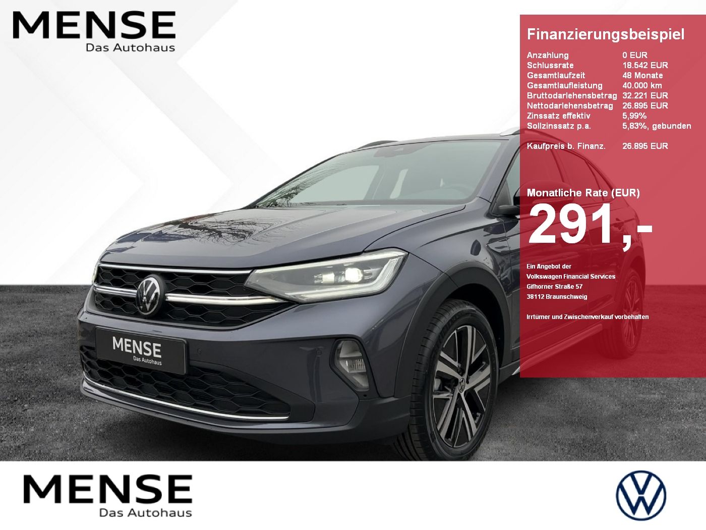 Fahrzeuge PKW autohaus mense Volkswagen Taigo 1.0 TSI DSG Style Nav BlackRoof Wintereife