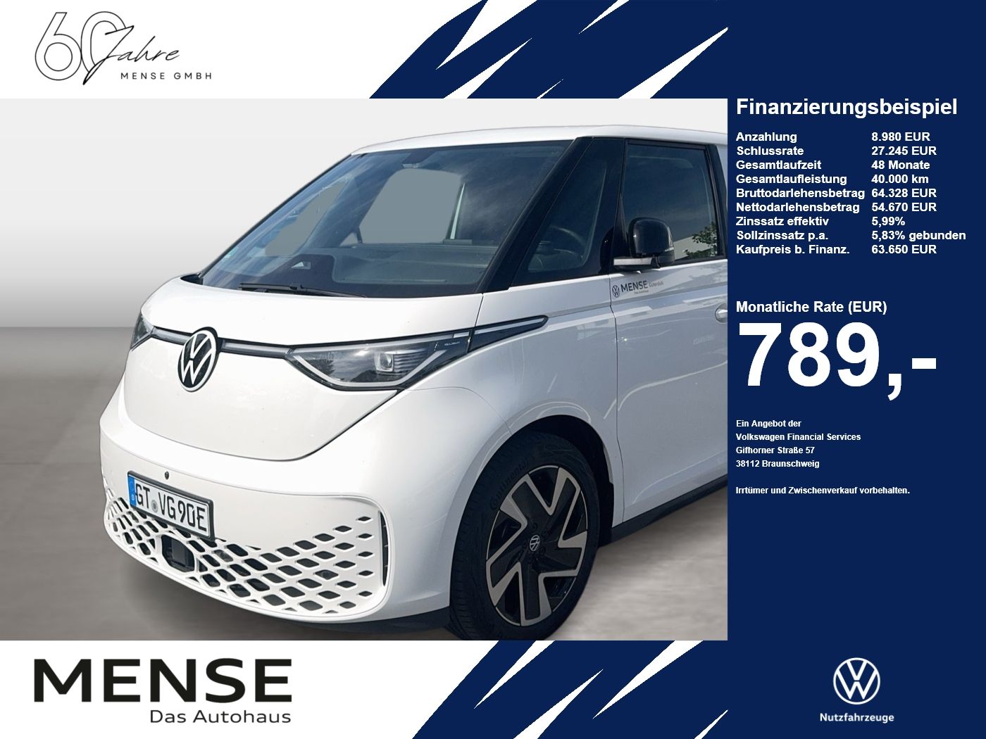 Fahrzeugabbildung Volkswagen ID. Buzz Cargo Pro 4MOTION 79 kWh Getriebe: 1-Ga - mit KI generiert/bearbeitet