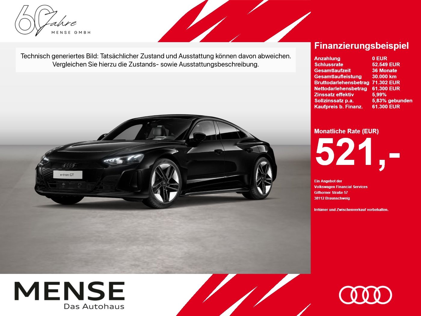 Fahrzeugabbildung Audi e-tron GT quattro 350 kW Matrix HUD Luft Pano LM - mit KI generiert/bearbeitet