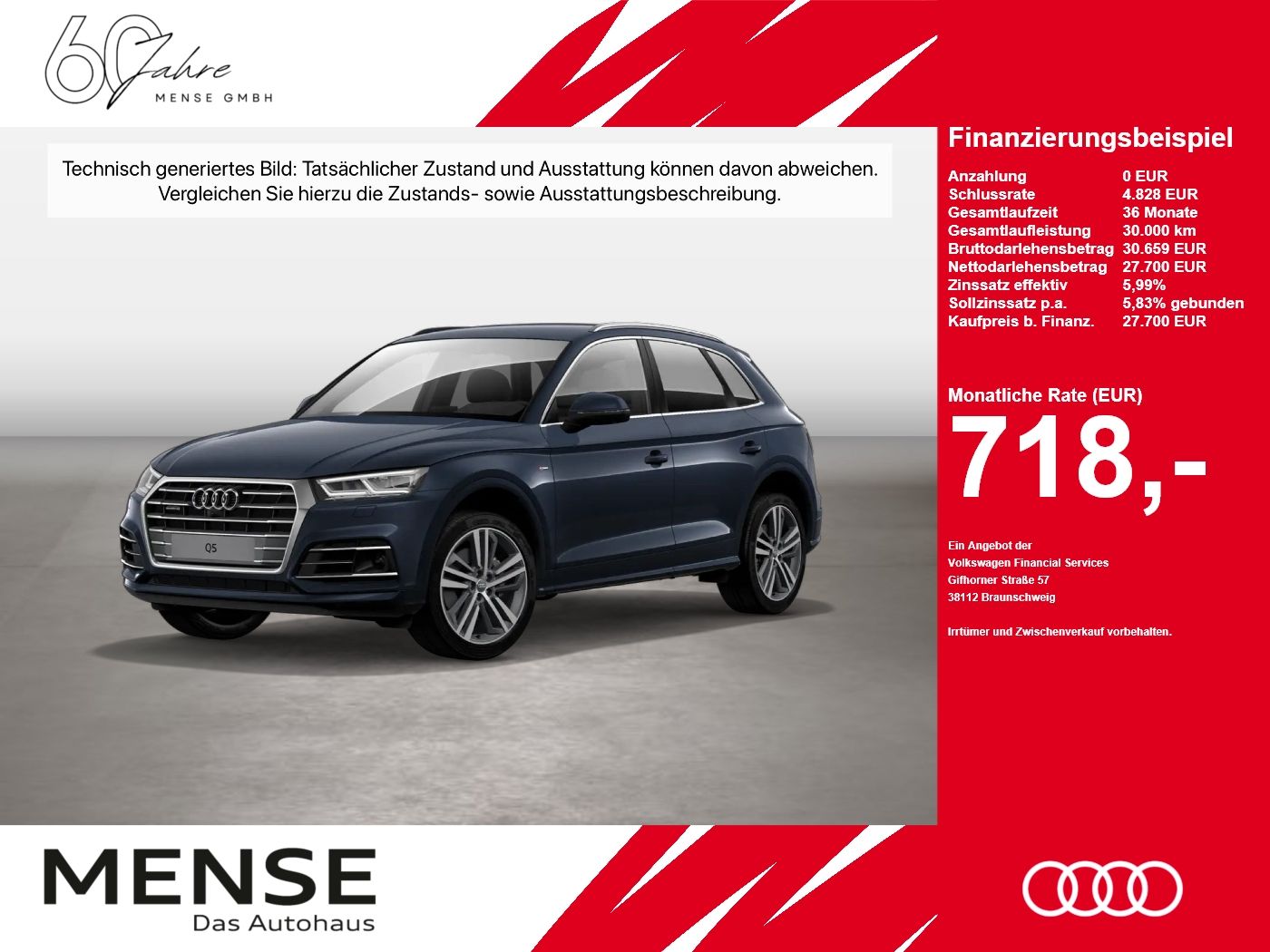 Fahrzeugabbildung Audi Q5 50 TDI quattro tiptronic S line Sport Matrix - mit KI generiert/bearbeitet