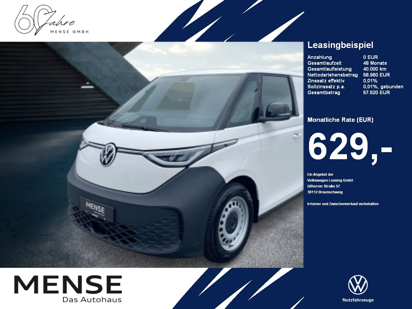 Volkswagen ID. Buzz Cargo Pro Motor: 79 kWh Getriebe: 1-Gan