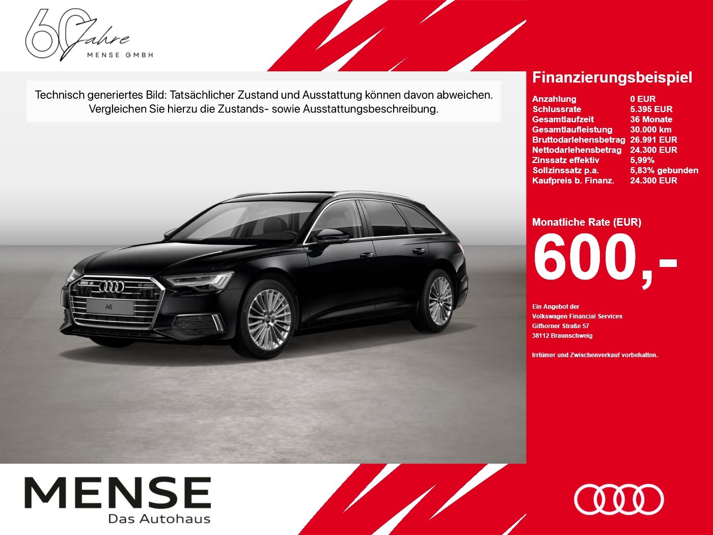 Fahrzeugabbildung Audi A6 Avant design 40 TDI 150(204) S tronic design - mit KI generiert/bearbeitet