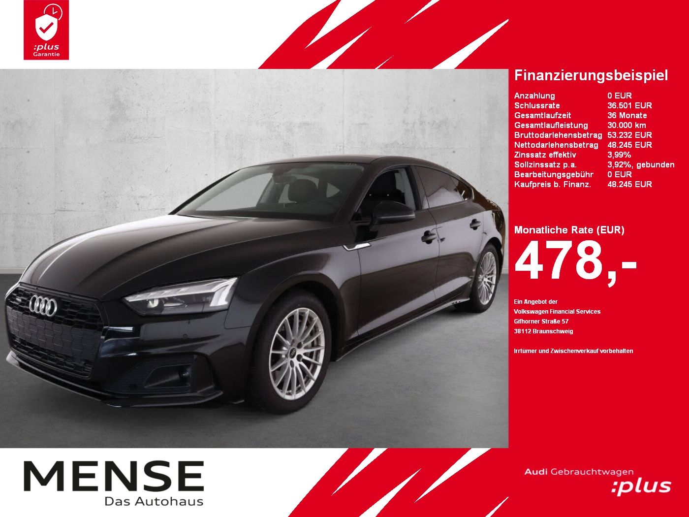 Audi A5 Sportback 45 TFSI quattro S tronic advanced
