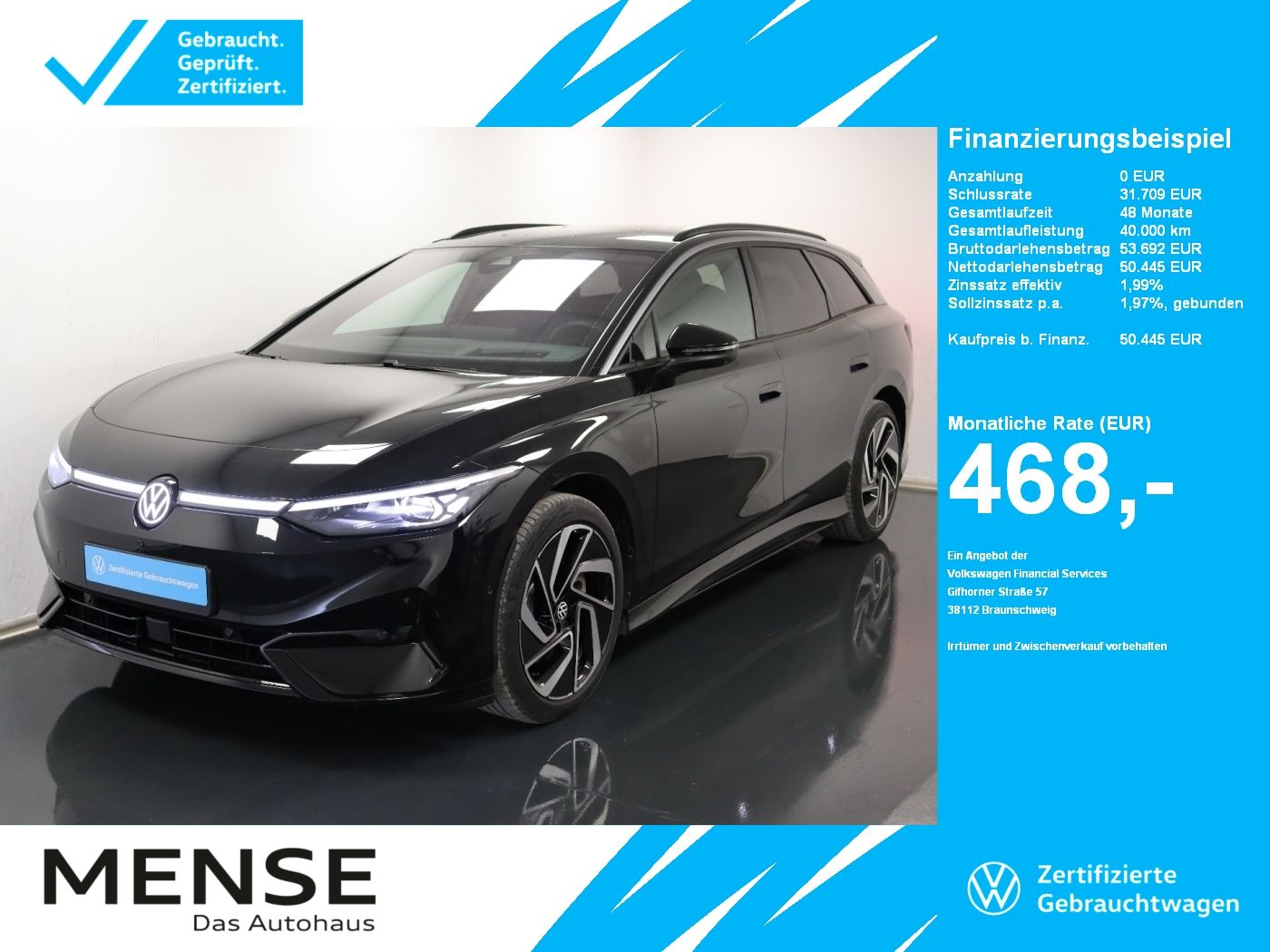 Fahrzeuge PKW autohaus mense Volkswagen ID.7 Tourer Pro |AHK|Navi|ACC|CarPlay|HUD|elSitz