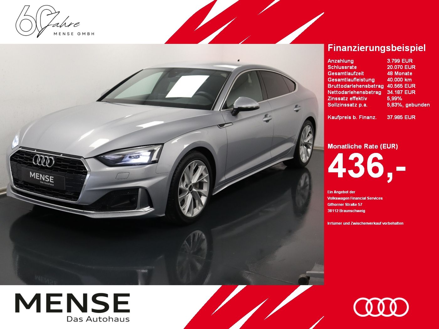 Audi A5 Sportback 40 2.0 TDI (M-H) advanced CarPlay
