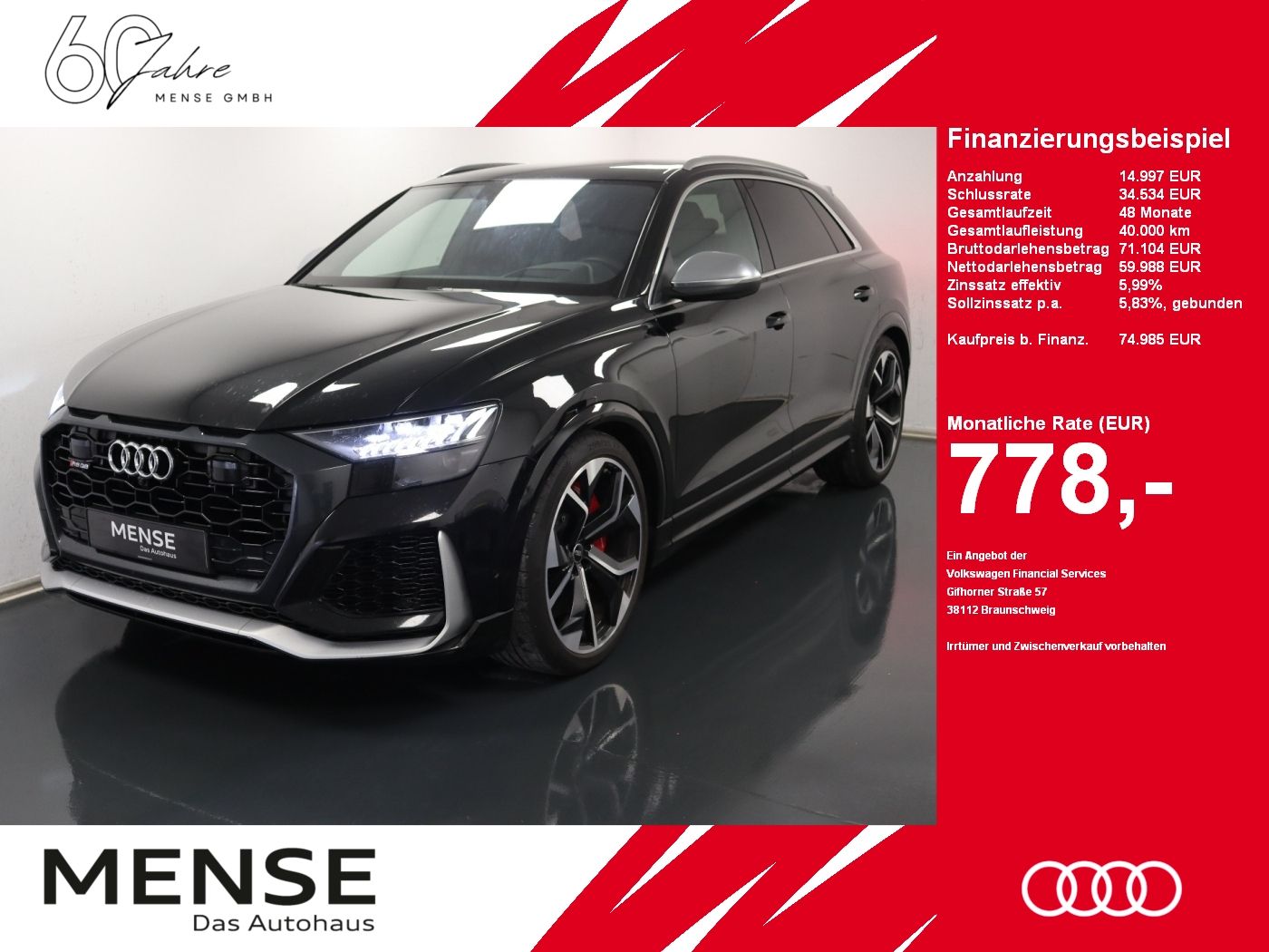 Audi RS Q8 4.0 quattro TFSI Matrix|B&O|CarPlay|AHK|LM