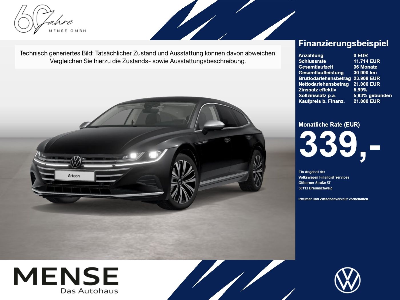 Fahrzeugabbildung Volkswagen Arteon Shooting Brake 2.0 TDI Elegance IQ.Light - mit KI generiert/bearbeitet
