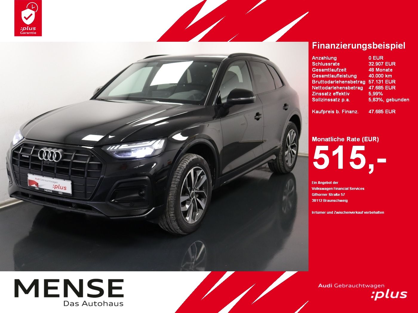 Fahrzeuge PKW autohaus mense Audi Q5 45 TFSI quattro S tronic advanced Matrix|AHK