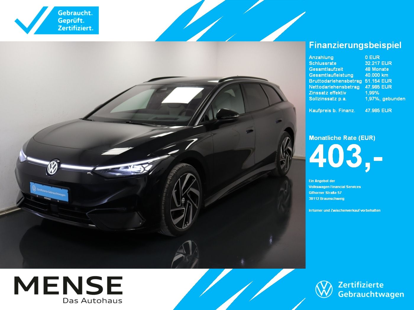 Fahrzeuge PKW autohaus mense Volkswagen ID.7 Tourer Pro |AHK|4xSHZG|Massage|Navi|ACC|h/k