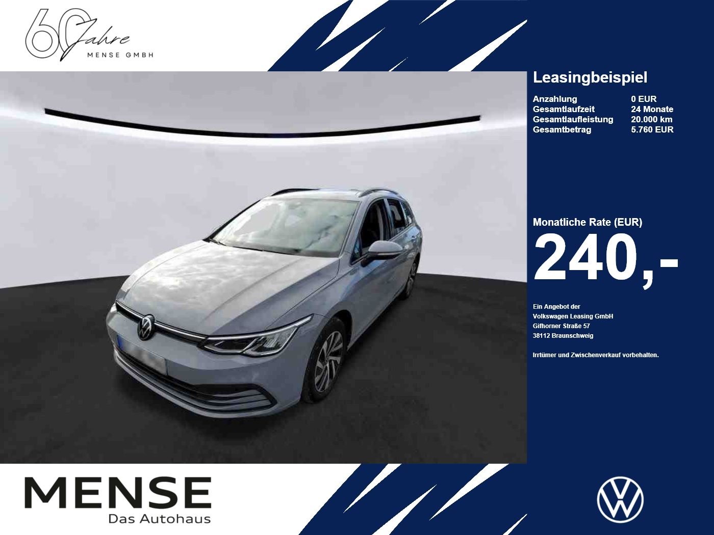 Fahrzeugabbildung Volkswagen Golf VIII Variant 2.0TDI DSG Life CarPlay ACC LM - mit KI generiert/bearbeitet