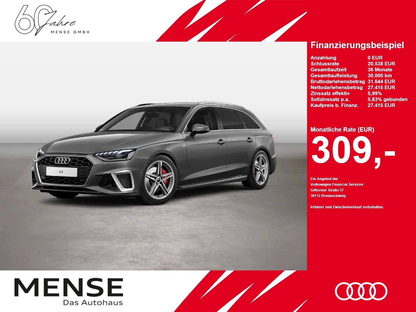 Fahrzeugabbildung Audi A4 Avant 40 TFSI S tronic S line Matrix AHK ACC - mit KI generiert/bearbeitet