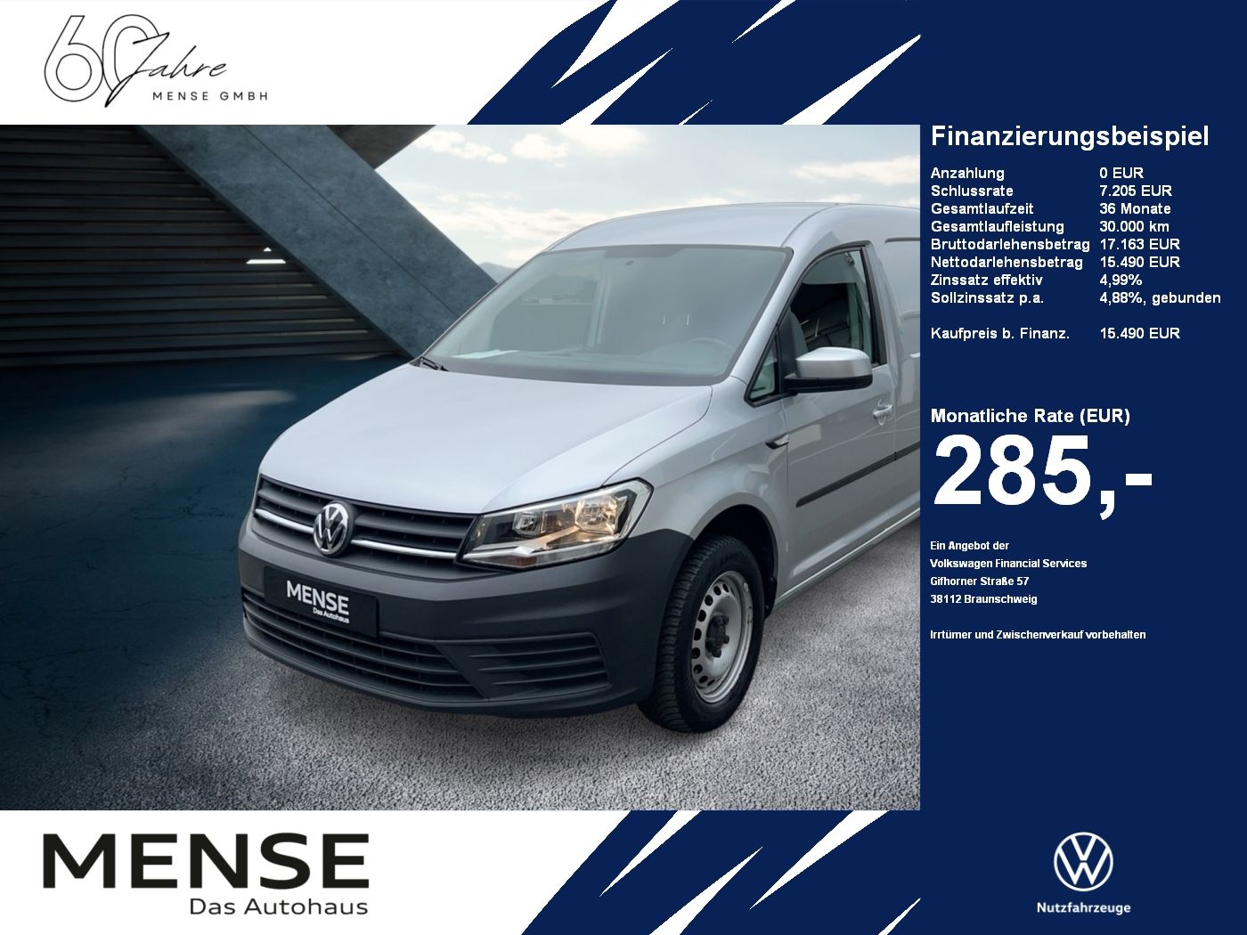 Fahrzeuge PKW autohaus mense Volkswagen Caddy Maxi Kasten Trendline 2.0 l TDI 75 kW