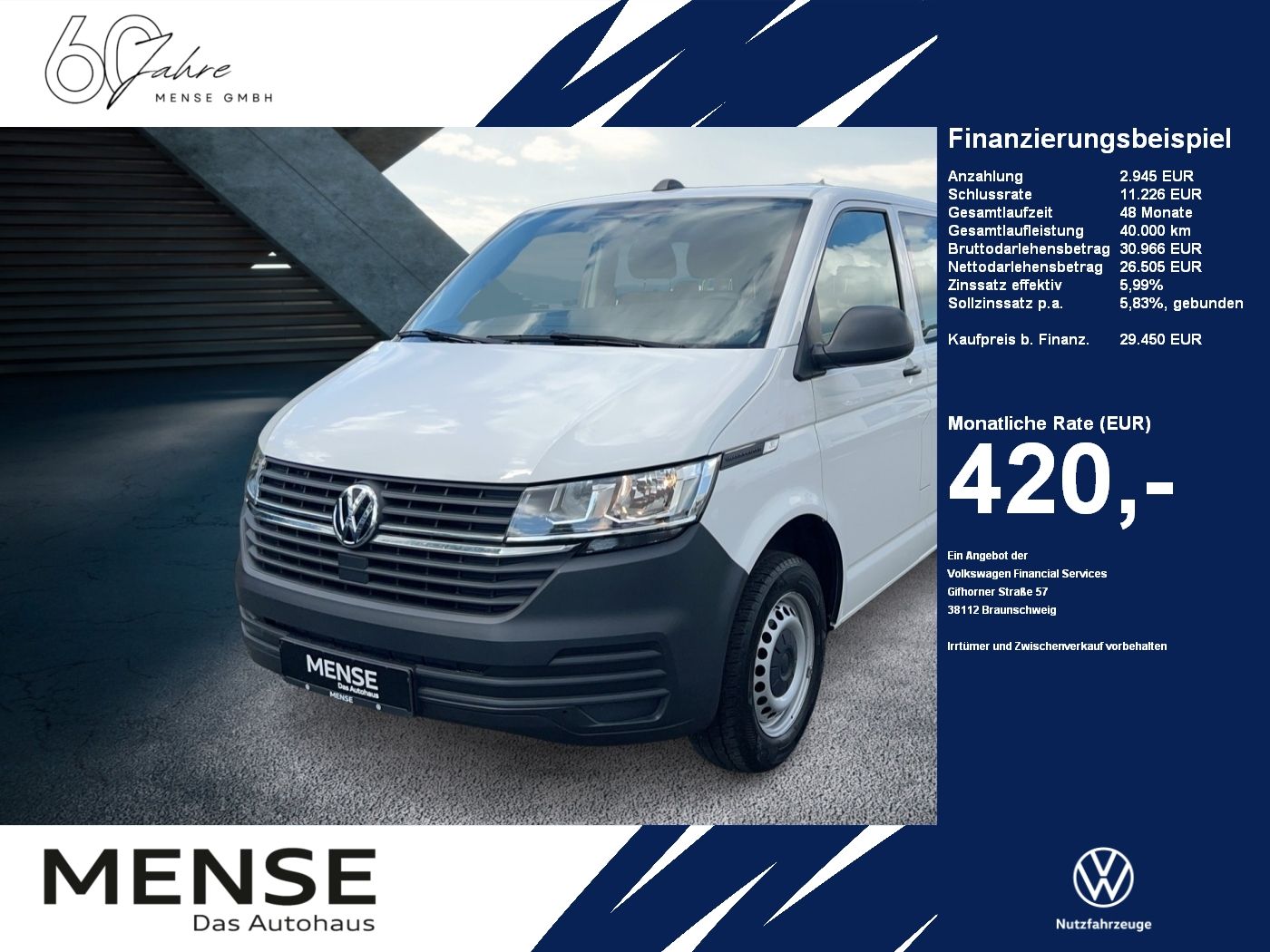 Volkswagen T6.1 Transporter Kasten 2.0 TDI Trendline KR kur