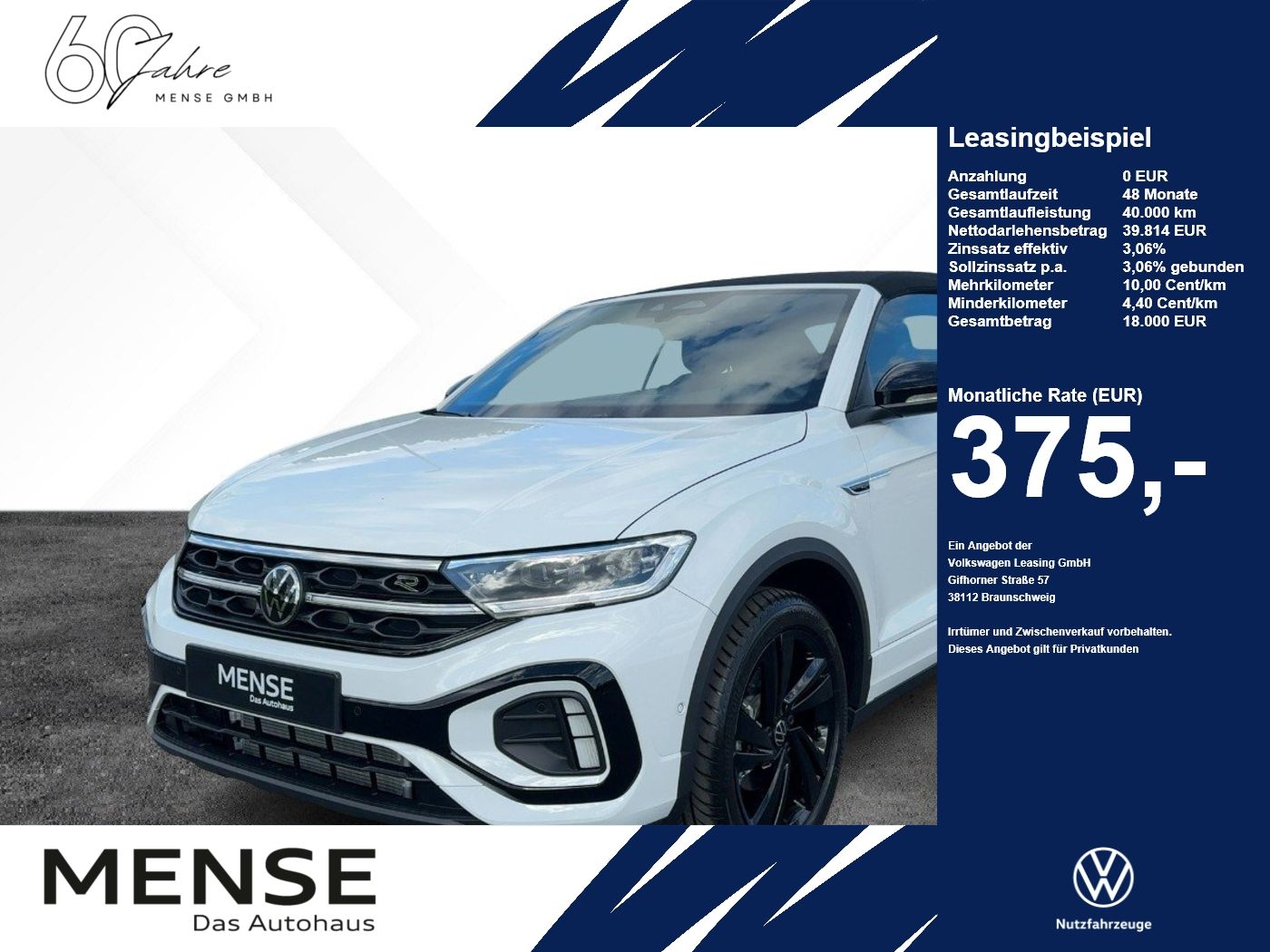Fahrzeuge Nutzfahrzeuge/Camping autohaus mense Volkswagen T-Roc Cabriolet R-Line 1.5 l TSI OPF DSG Matrix, - mit KI generiert/bearbeitet