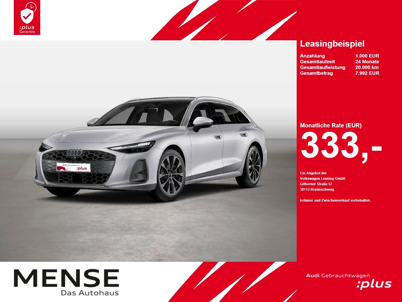 Fahrzeuge PKW autohaus mense Audi A6 Avant TDI quattro 150 kW S tronic AHK Pano LM - mit KI generiert/bearbeitet