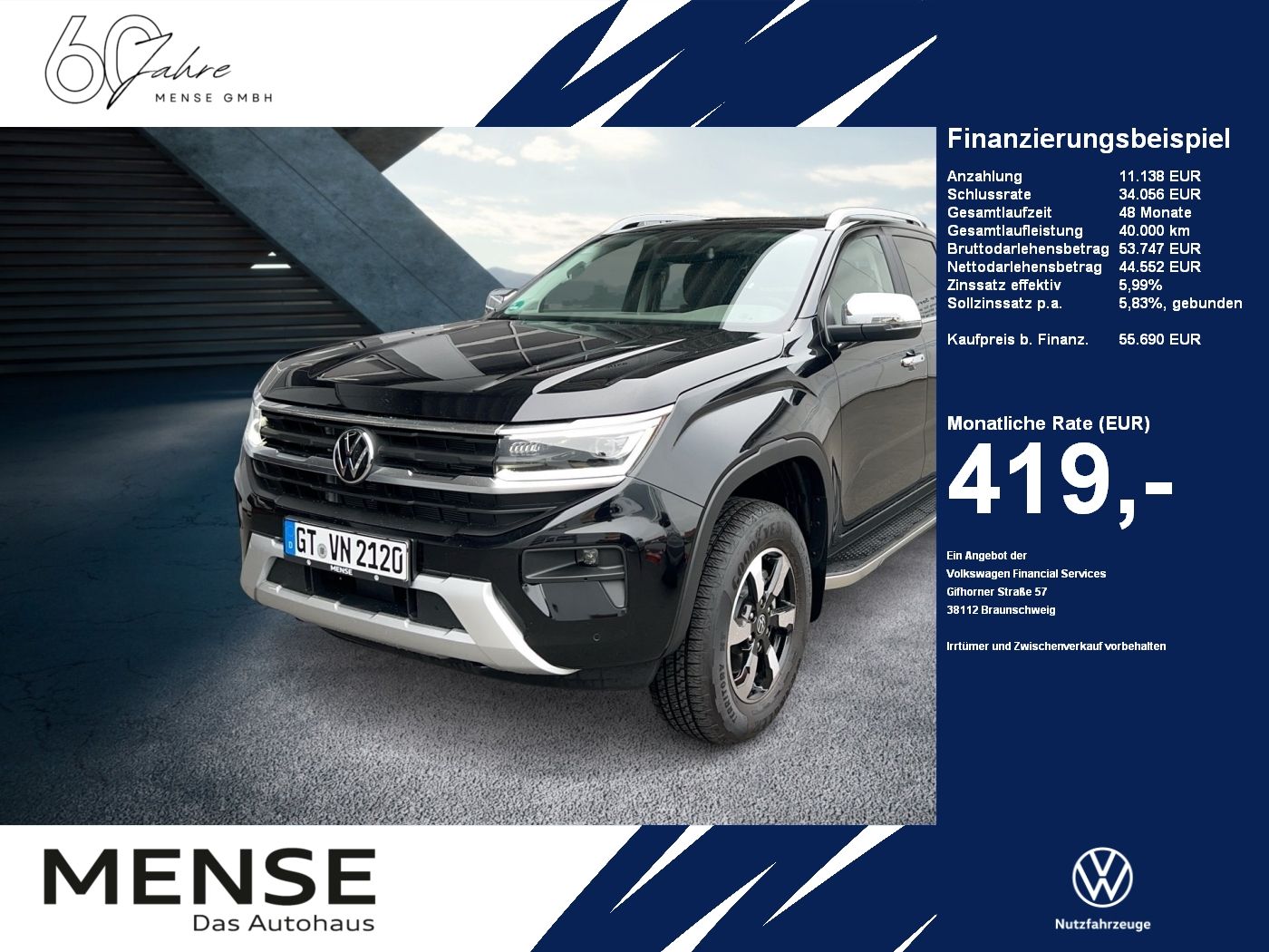 Fahrzeuge Nutzfahrzeuge/Camping autohaus mense Volkswagen NFZ Amarok Style DC Motor: 2.0 TDI 151 kW Getrie