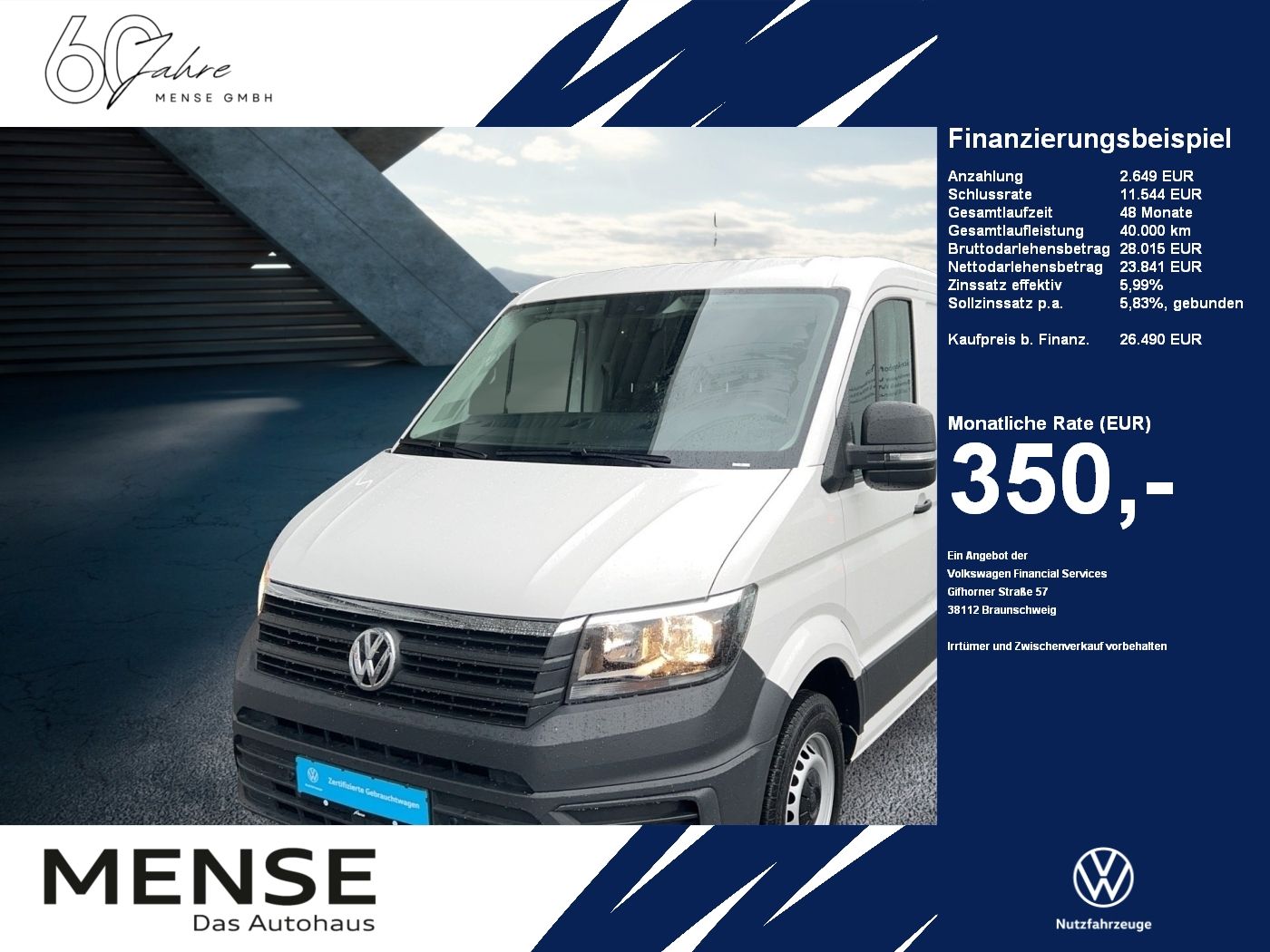 Volkswagen Crafter 35 Kasten EcoProfi Motor: 2.0 l TDI EU6