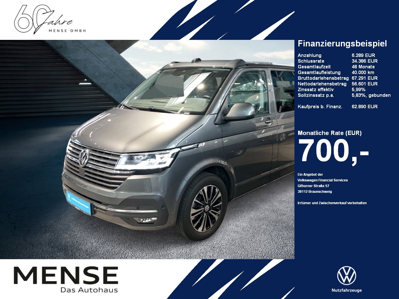 Volkswagen California 6.1 Ocean Aufstelldach Motor: 2.0 l T