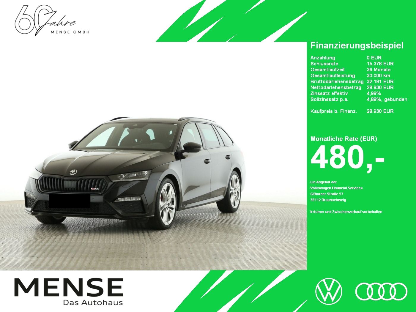 Fahrzeuge PKW autohaus mense SKODA Octavia Combi Octavia Combi RS 2.0l TSI 180kW 7-