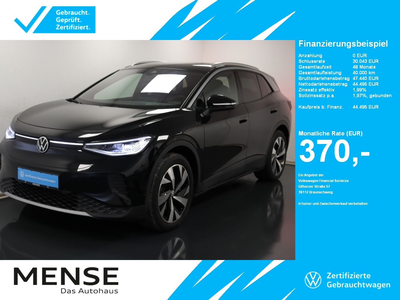 Fahrzeuge PKW autohaus mense Volkswagen ID.4 Pro electric IQ.Light|Matrix|CarPlay|h/k|LM