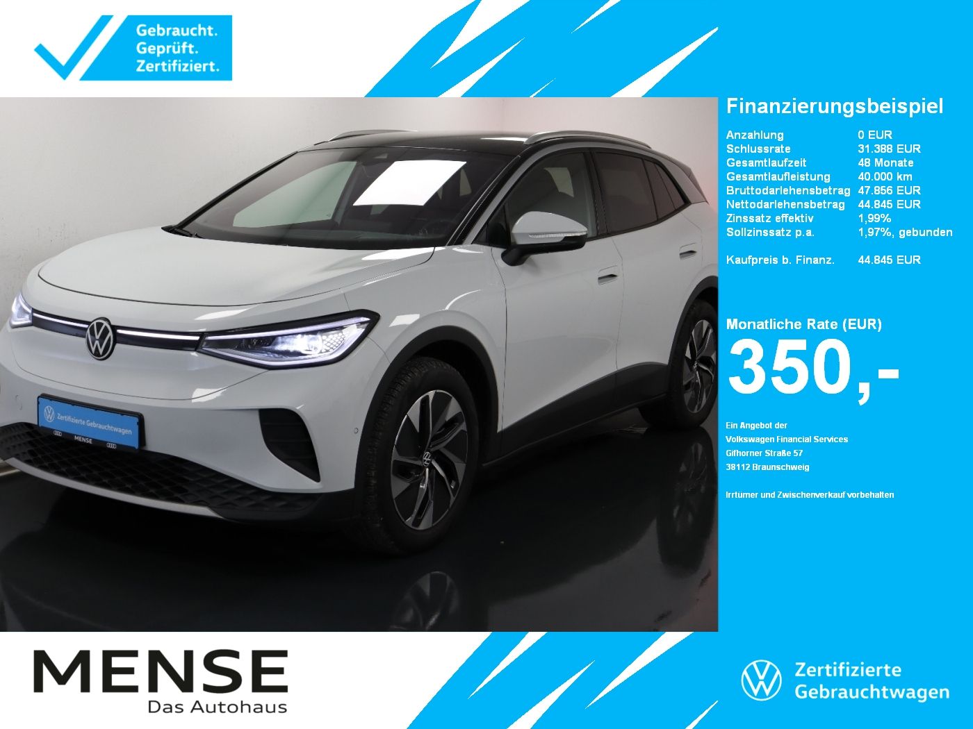 Fahrzeuge PKW autohaus mense Volkswagen ID.4 Pro 4Motion IQ.Light|Matrix|CarPlay|h/k|LM