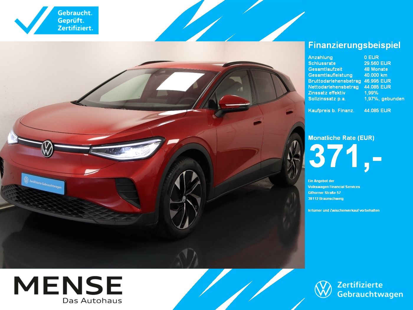 Fahrzeuge Nutzfahrzeuge/Camping autohaus mense Volkswagen ID.4 Pro electric IQ.Light|Matrix|CarPlay|h/k|LM