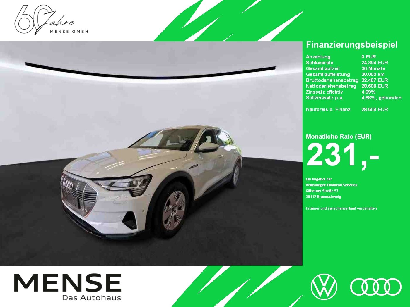 Fahrzeuge PKW autohaus mense Audi e-tron e-tron quattro 230kW 1-Gang Automatikgetr