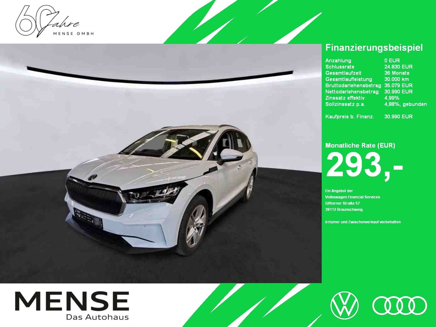 Fahrzeuge PKW autohaus mense SKODA Enyaq 60 Loft LED|Navi|VirtualCP|Akustikglas|PDC