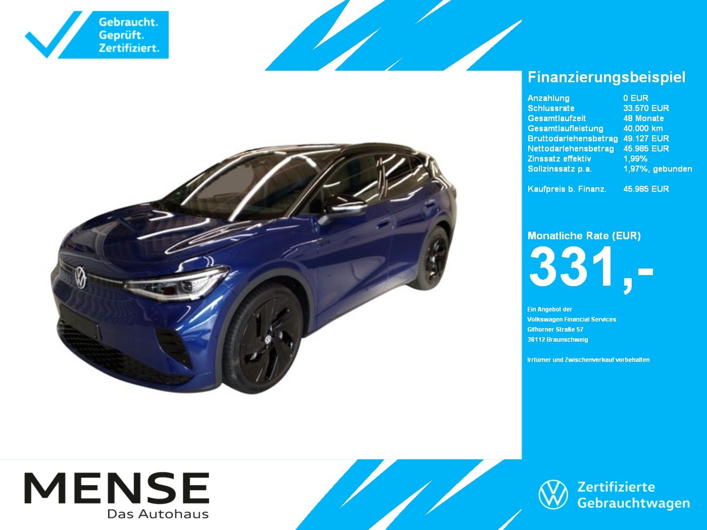 Fahrzeuge PKW autohaus mense Volkswagen ID.4 GTX 4Motion IQ.Light|Matrix|CarPlay|h/k|AHK