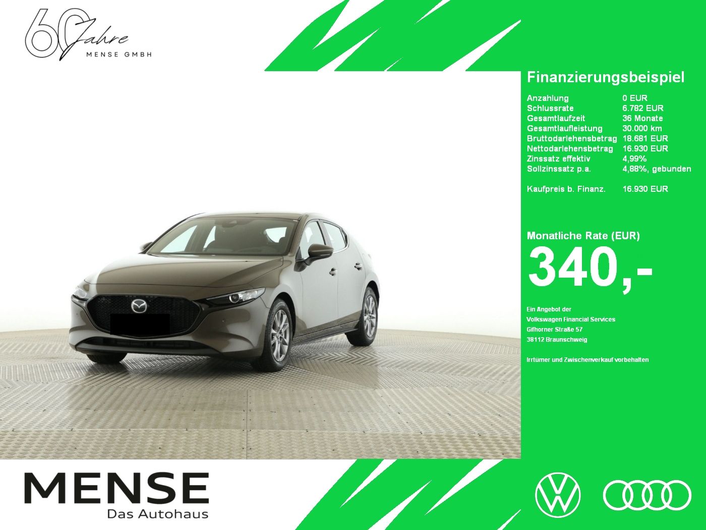 Fahrzeuge PKW autohaus mense Mazda 3 SKYACTIV-G 2.0 Selection HUD|ACC|LED|Navi|PDC