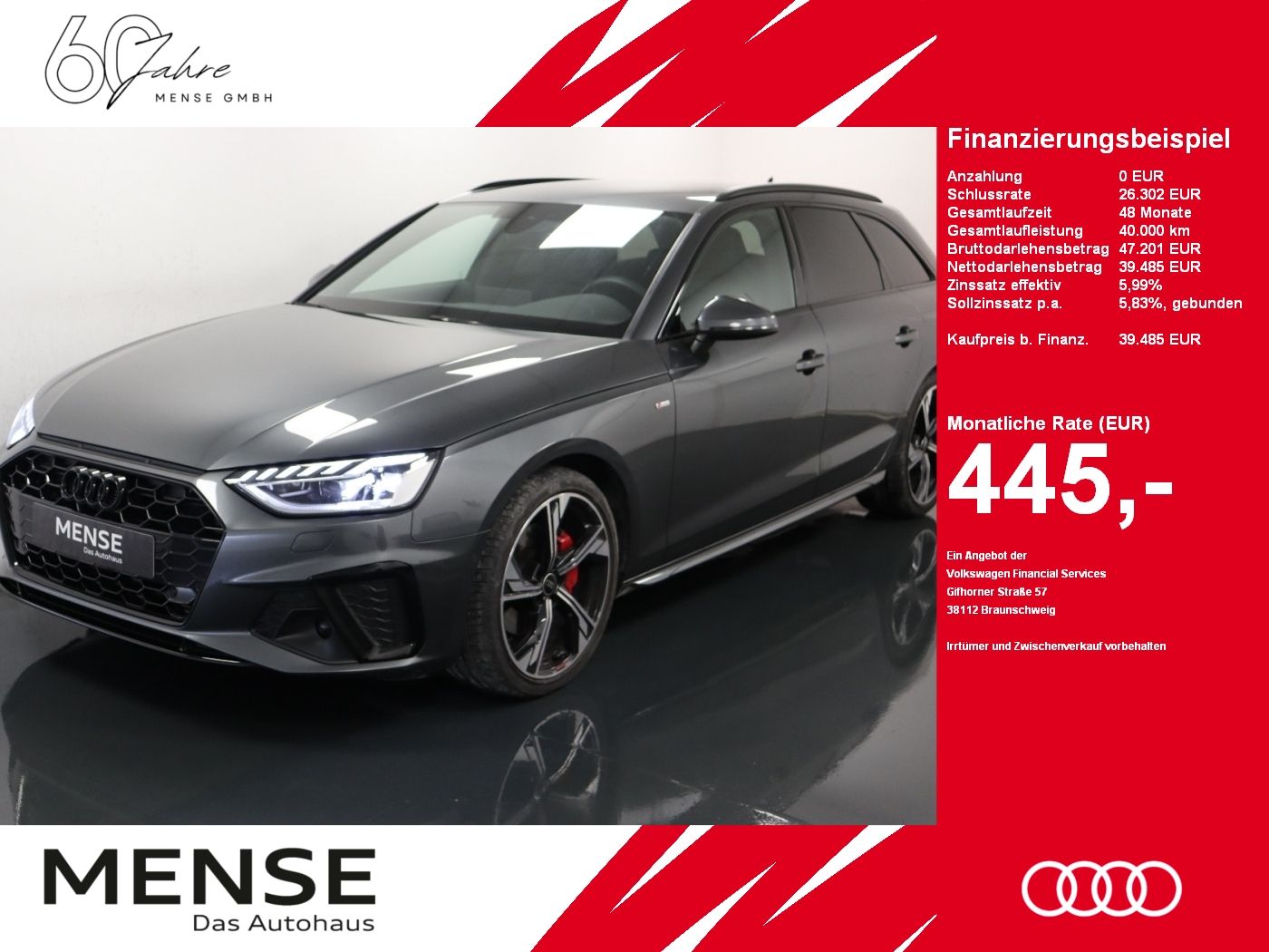 Fahrzeuge PKW autohaus mense Audi A4 Avant 40 TFSI S tronic S line ACC