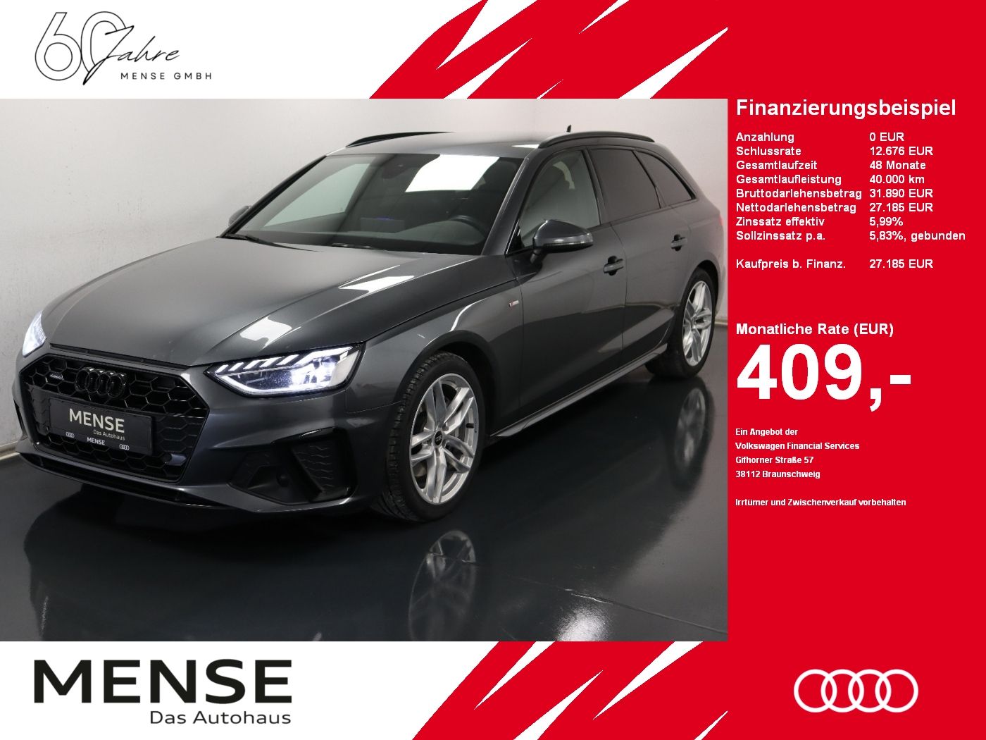 Fahrzeuge PKW autohaus mense Audi A4 Avant 40 TDI quattro S tronic S line