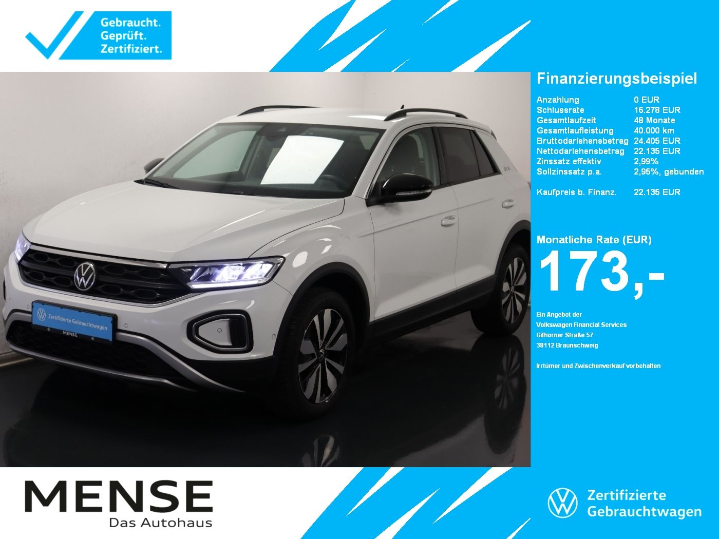 Fahrzeuge PKW autohaus mense Volkswagen T-Roc 1.0 TSI Life Goal CarPlay|ACC|LED|Navi|PDC