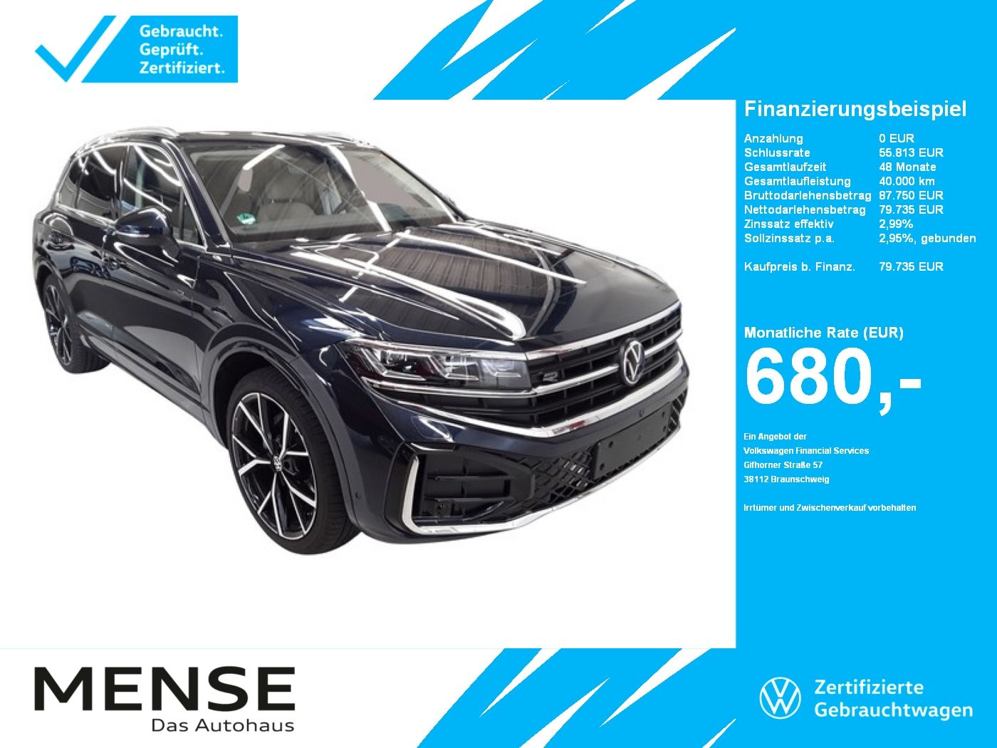 Fahrzeuge PKW autohaus mense Volkswagen Touareg 3.0 TDI 210 kW 4Motion R-Line 2025 (Face