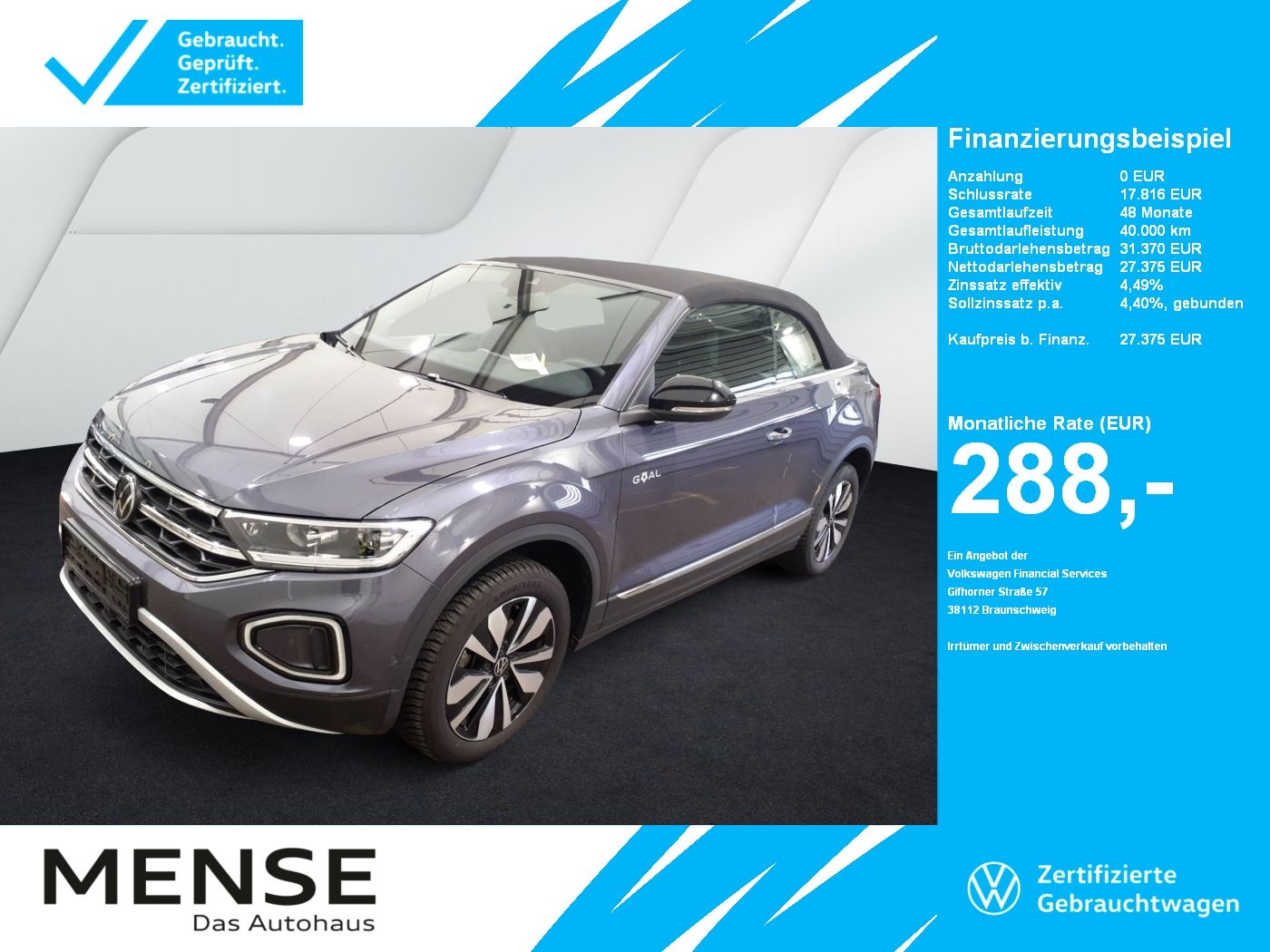 Volkswagen T-Roc Cabriolet 1.0 TSI Goal Style CarPlay|ACC