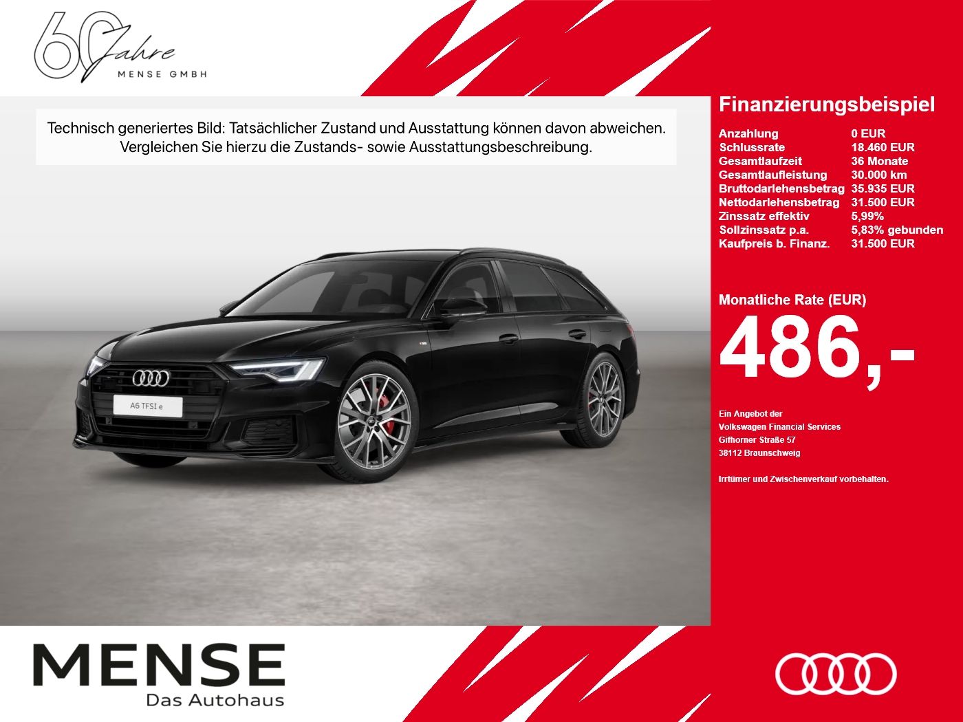 Fahrzeugabbildung Audi A6 Avant 55 TFSIe quattro S-Line Matrix AHK ACC - mit KI generiert/bearbeitet