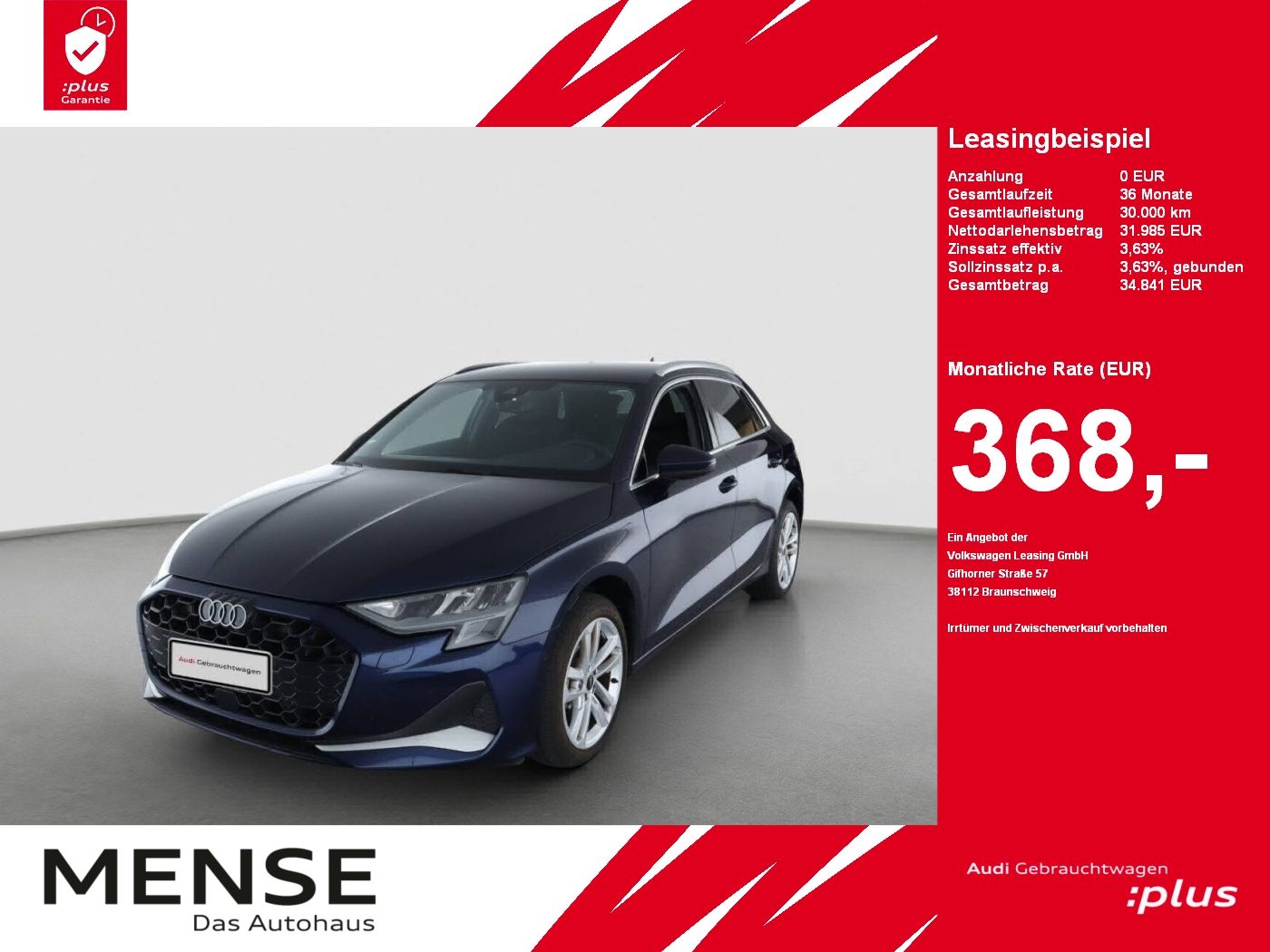 Fahrzeuge PKW autohaus mense Audi A3 Sportback 30 TFSI S tronic Advanced Navi|PDC