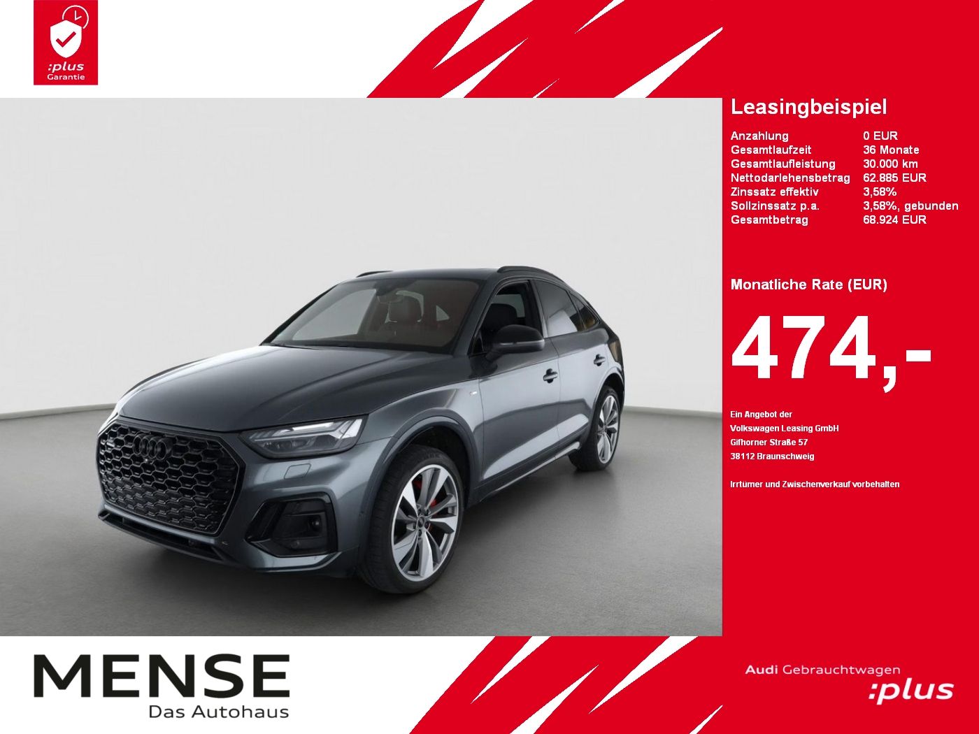 Fahrzeuge PKW autohaus mense Audi Q5 Sportback 45 TFSI quattro S tronic S-Line AHK