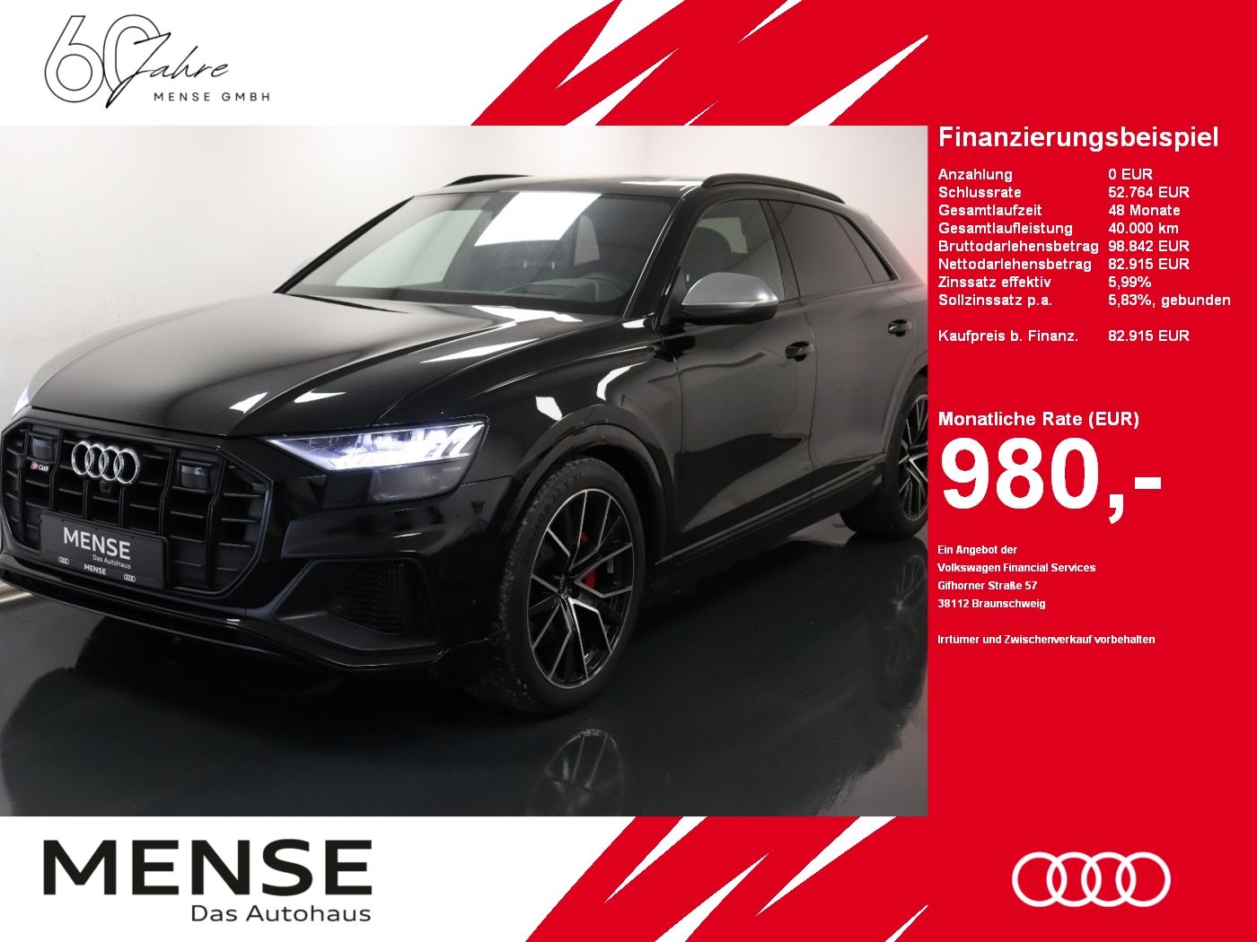 Fahrzeuge PKW autohaus mense Audi SQ8 4.0 TFSI Quattro tiptronic Matrix|AHK|HUD|Lu