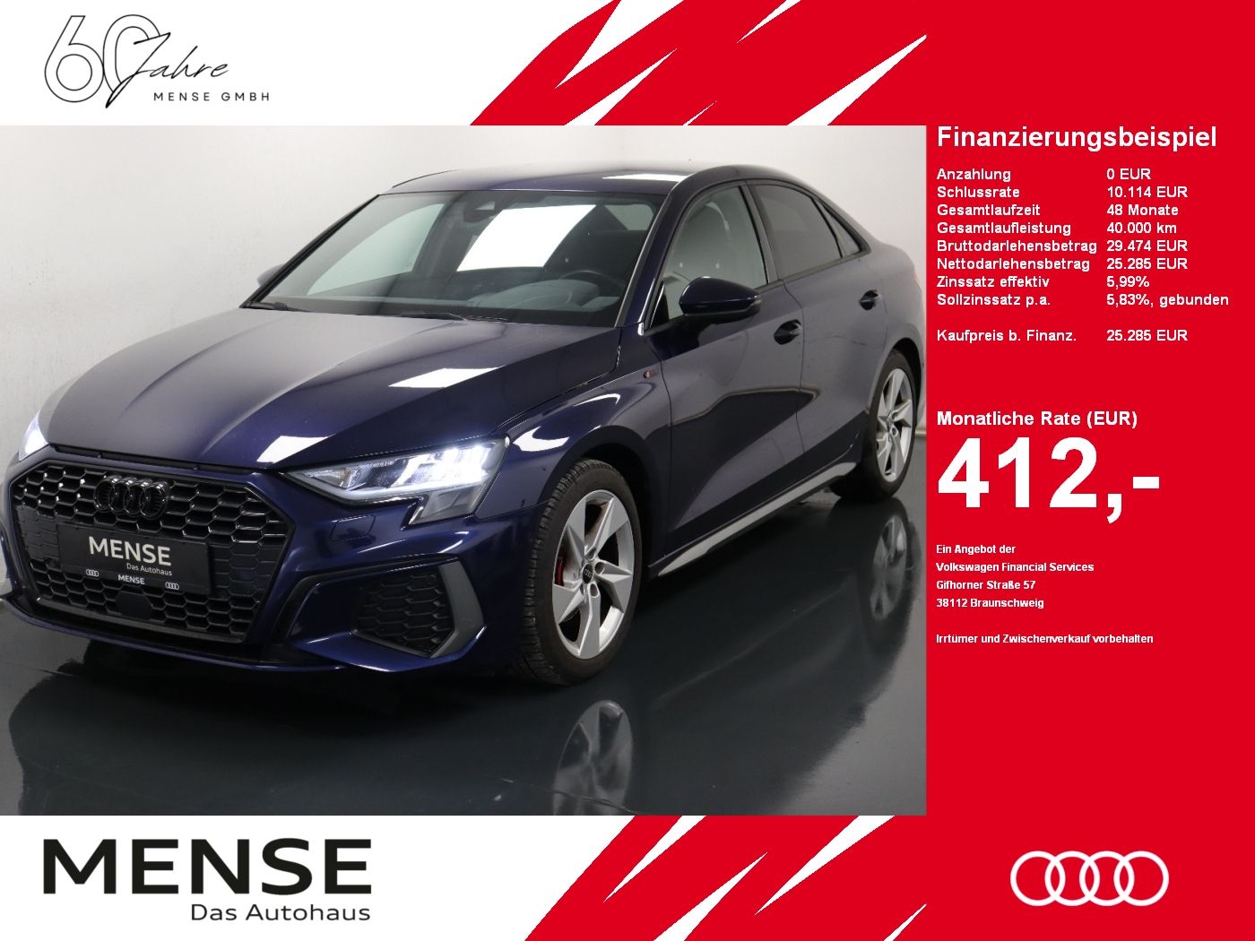 Fahrzeuge PKW autohaus mense Audi A3 Limousine 35 TFSI S tronic S line CarPlay|ACC